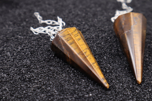 Tigerauge - Pendel mit Silberkette - Vinterstein